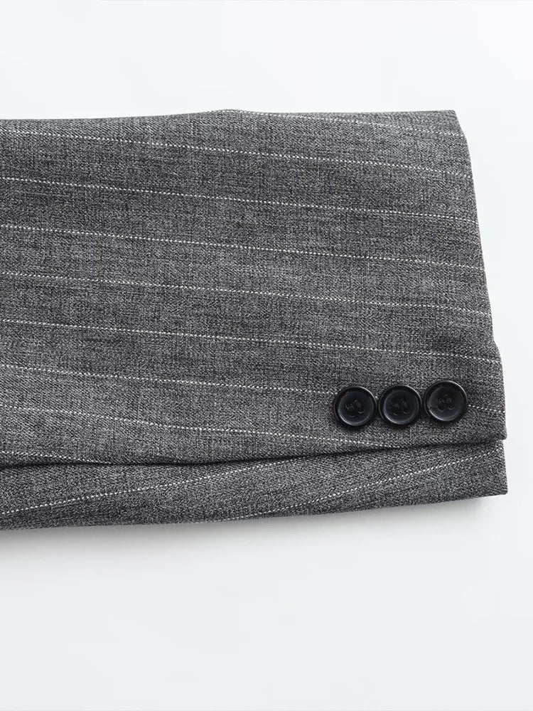 Vintage Notched Neck Long Sleeves Female Chic Lady Outfits