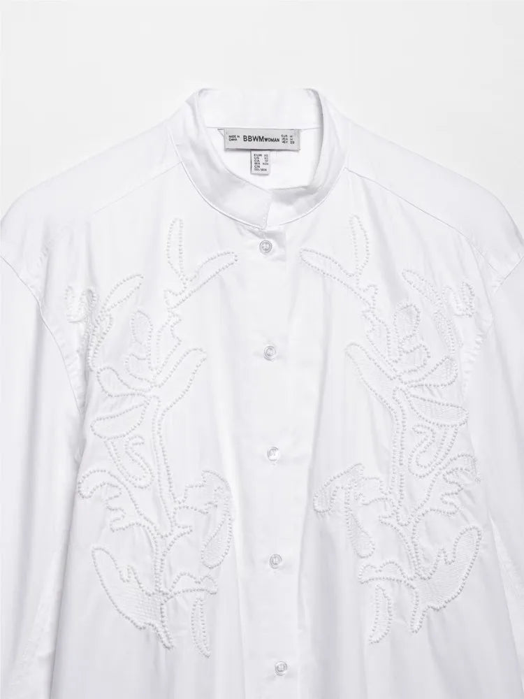 Embroidery Shirt Women Spring Casual Simple Women's Shirts
