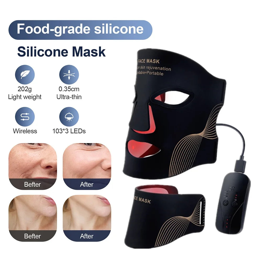 Silicone LED Mask Face And Neck 7 Colors LED Photon Red Light