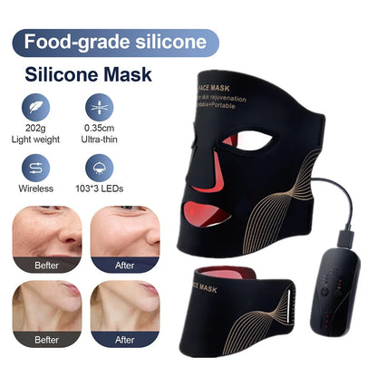 Silicone LED Mask Face And Neck 7 Colors LED Photon Red Light