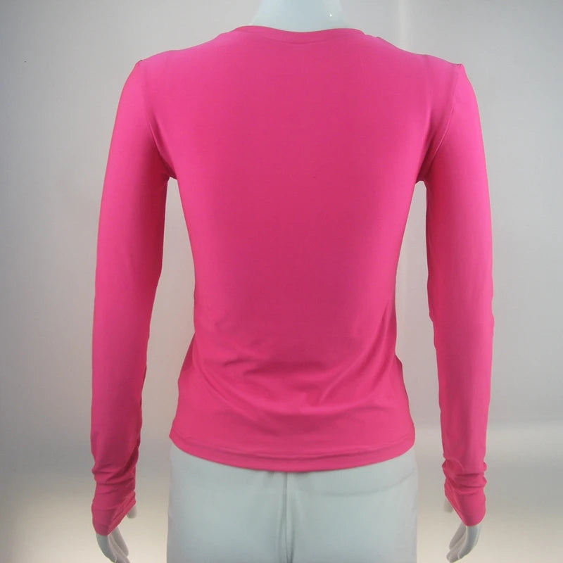 Woman Clothing Long Sleeve T-shirt Slim Fit Tops