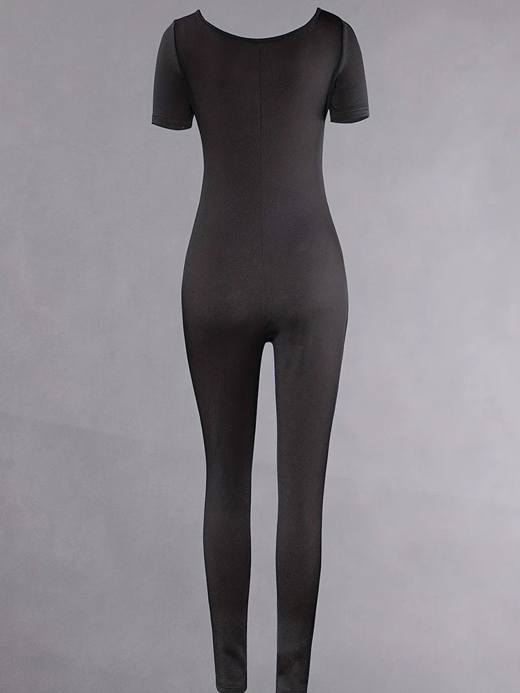Women's Rompers Short Sleeve Solid Skinny
