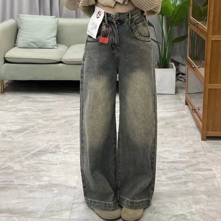 Womens Jeans Straight High Waist Slim Fit Stretch Denim