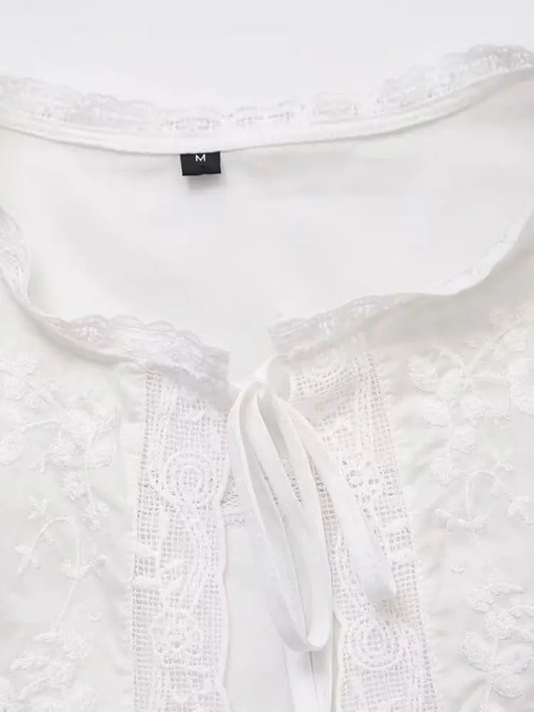 Women's Lace Embroidery Blouses, O Neck, Sleeveless