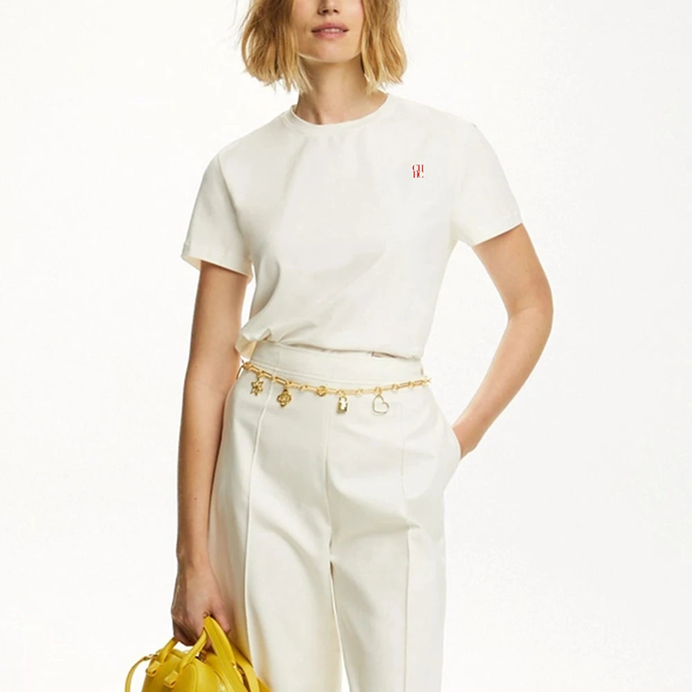 Women T-Shirts Short Sleeved Tees Casual New White