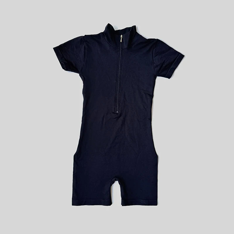 Summer Short Sleeve Zipper Jumpsuit