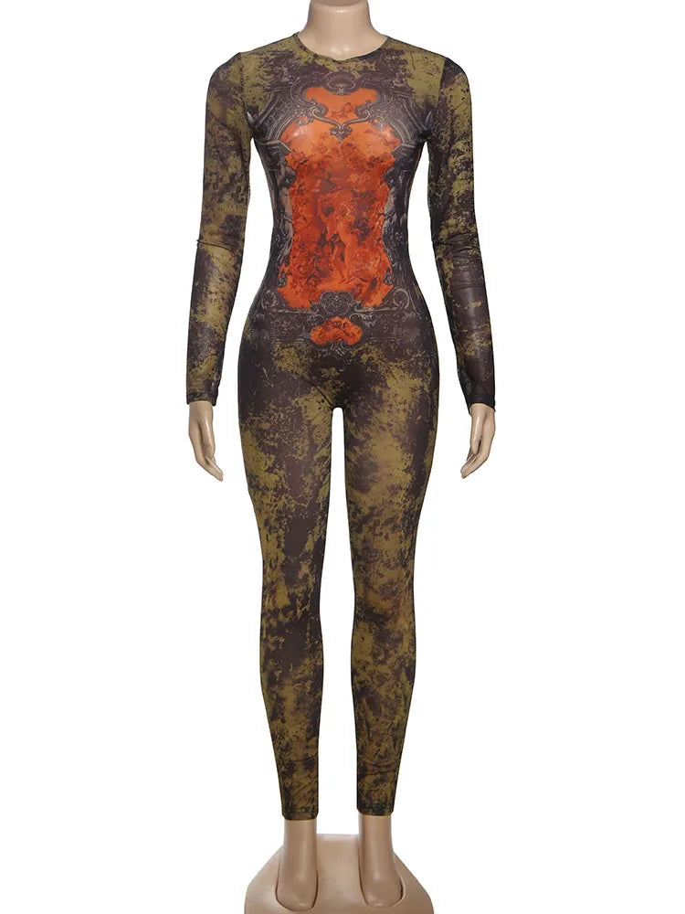Weird Puss Tie-Dye Print Jumpsuit Women