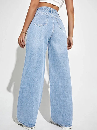 New Women's Wear European and American Loose Denim Wide Leg Pants