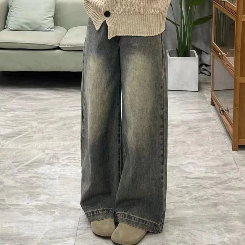 Womens Jeans Straight High Waist Slim Fit Stretch Denim