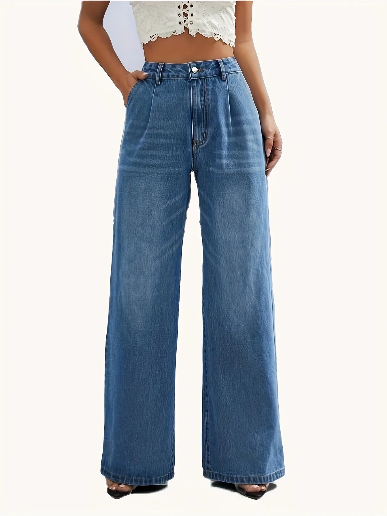 New Women's Cross-Border European and American Style Solid Color Jeans