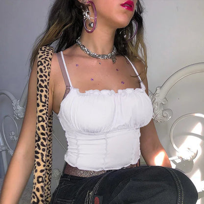 Sexy Vest Sleeveless Strapless Pleated Slim Straw Top