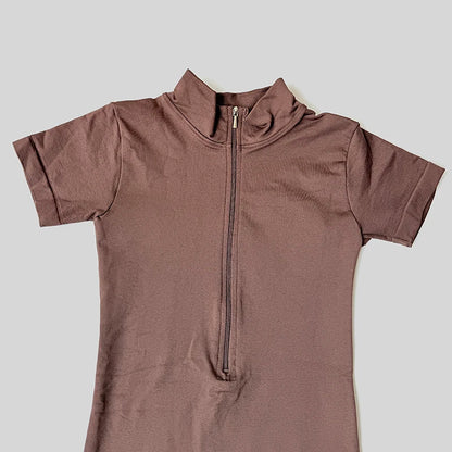 Summer Short Sleeve Zipper Jumpsuit