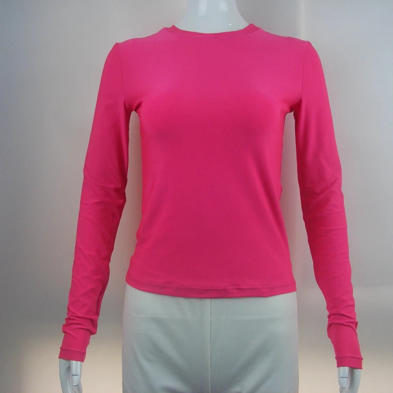 Woman Clothing Long Sleeve T-shirt Slim Fit Tops