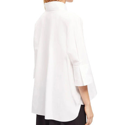 New White Cotton Top 3/4 Sleeves Simple