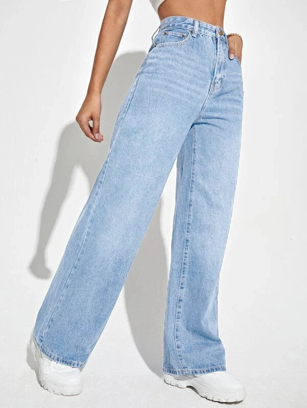 New Women's Wear European and American Loose Denim Wide Leg Pants