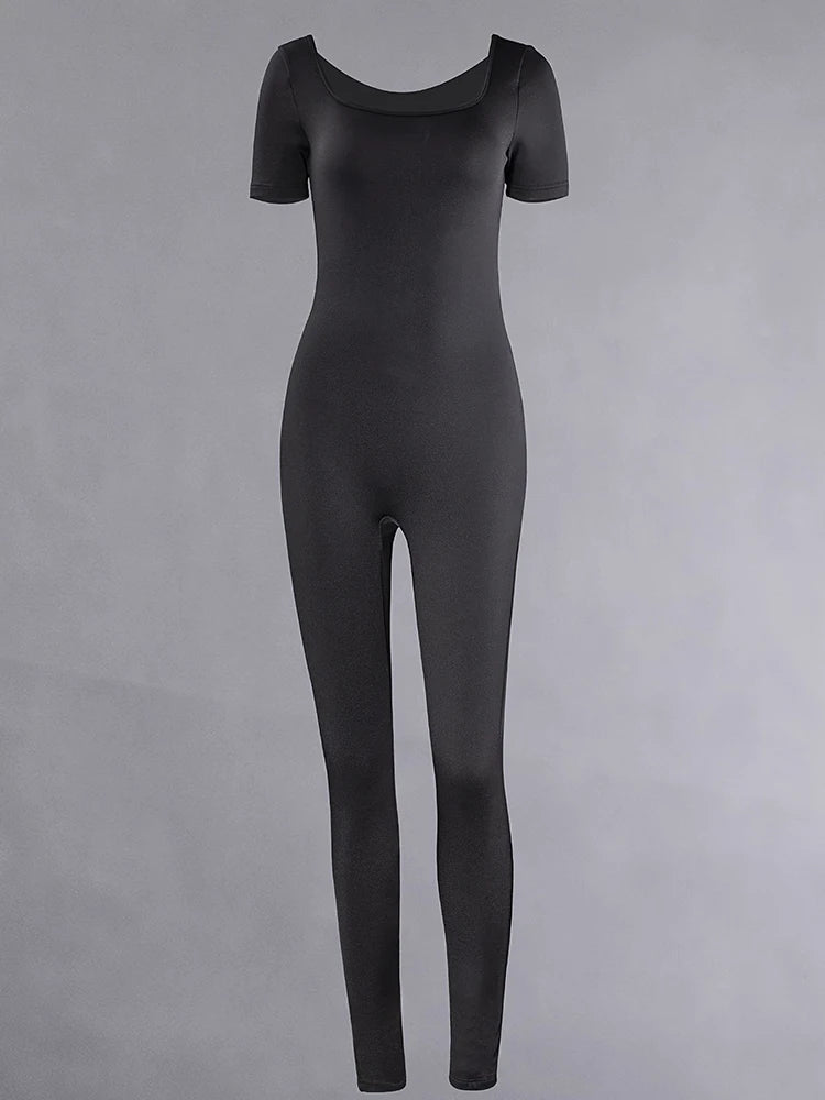 Women's Rompers Short Sleeve Solid Skinny