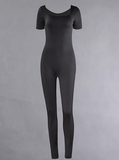 Women's Rompers Short Sleeve Solid Skinny