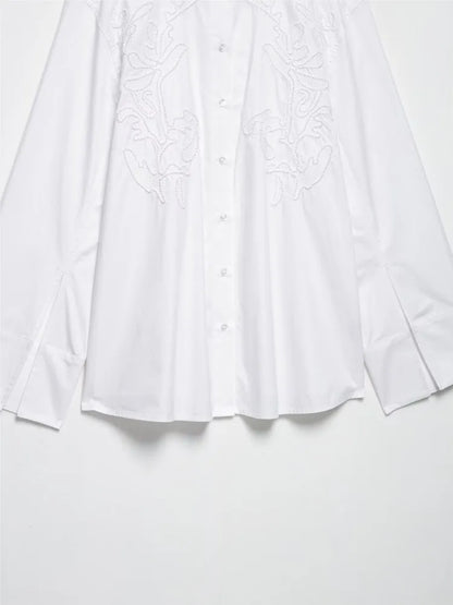 Embroidery Shirt Women Spring Casual Simple Women's Shirts