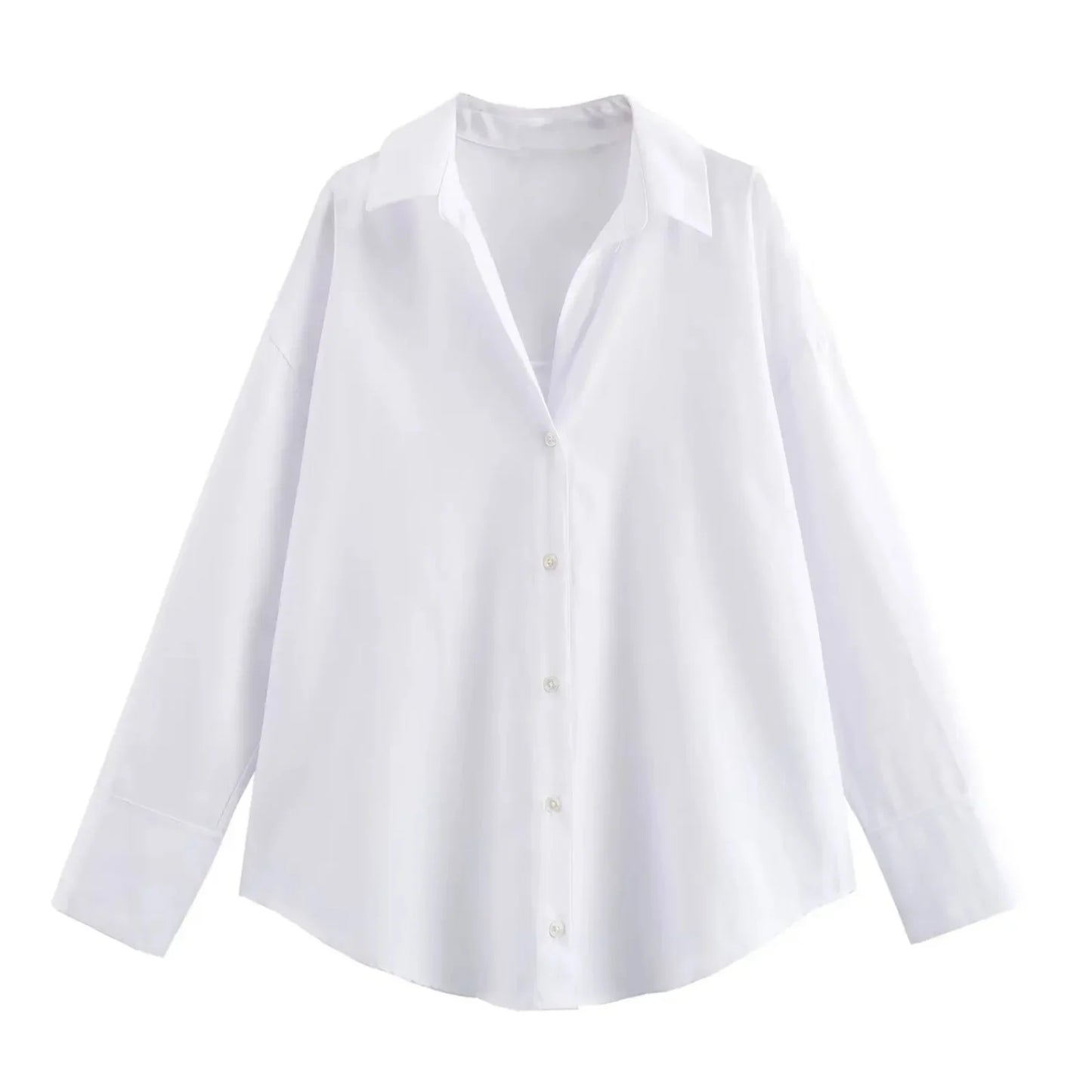 Women Fashion Spring Cotton Oxford Long Sleeve Single-breasted